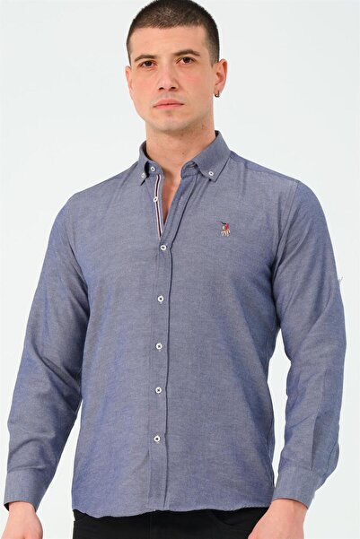 Dewberry G674 Men's Shirt-Denim Blue-3