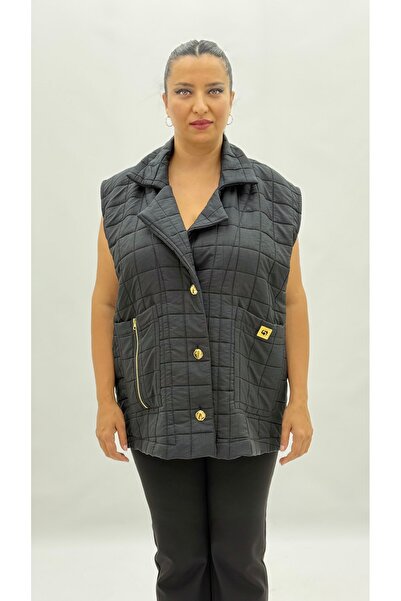 Darkmen Plus Size Quilted Buttoned Pocket Zipper Detailed Viscose Oversized W...