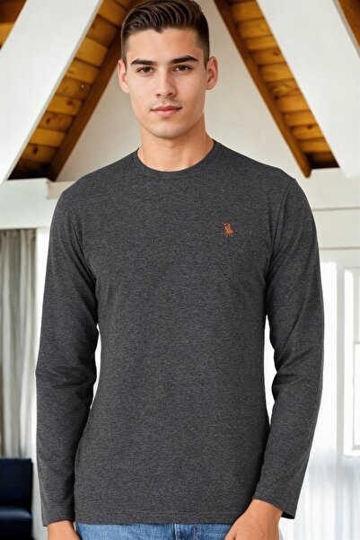 Dewberry T8588 Circular Neck Long Sleeve T-Shirt-Anthracite-2
