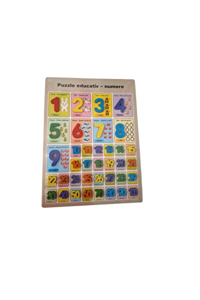 OEM Puzzle educativ din lemn cu 37 de piese, cu tematică de numere și simbolu...