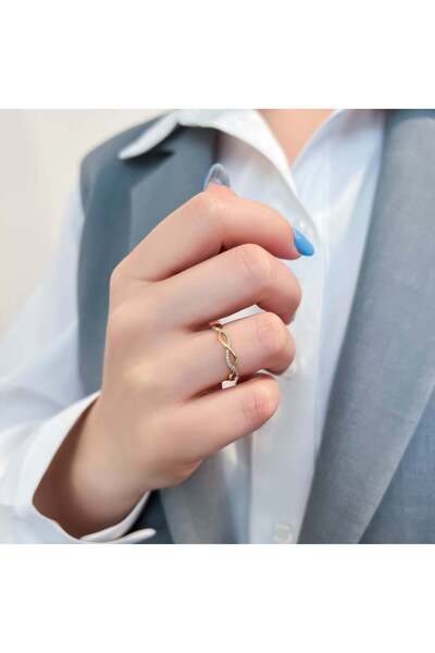 Bijuteria SORELLY 14k Gold Ring with 0.084ct Diamond Braid Size 14