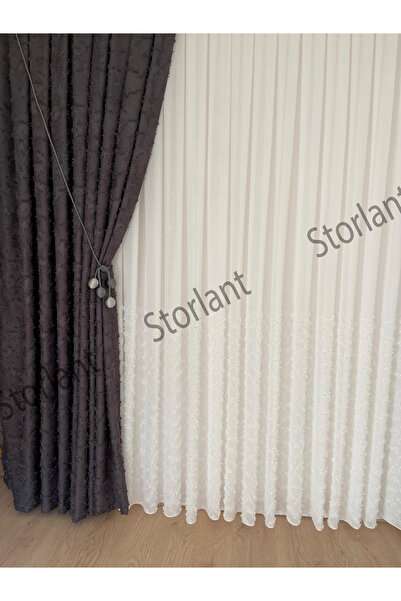 Storlant Kardokusu Anthracite Background Curtain L 1/3 Tight Pleat L Pipe Pleat Accessory Gifted L Single Panel