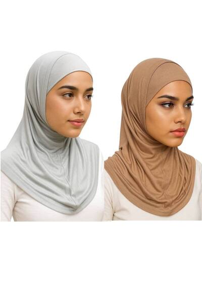 ALDAIYR 2 Pieces Hijab 2 Pieces Lycra Fabric