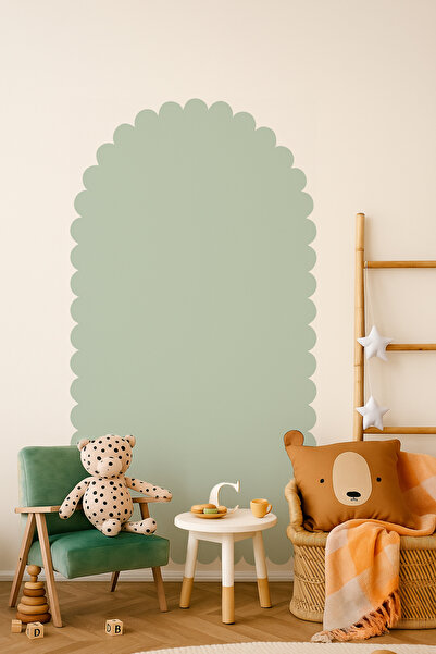 WALLHUMAN Dalgalı Scallop Başlık Duvar Stickerı | Çocuk Odası & Bebek Odası D...