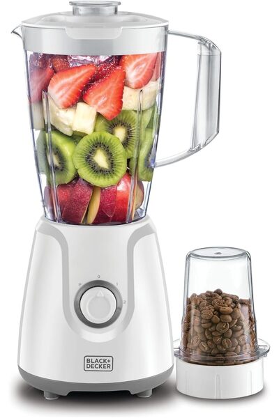 Generic خلاط بلاك+ديكر مع مطحنة، 400 واط، وعاء سعة 1.5 لتر، سرعتان + نبضة - B...