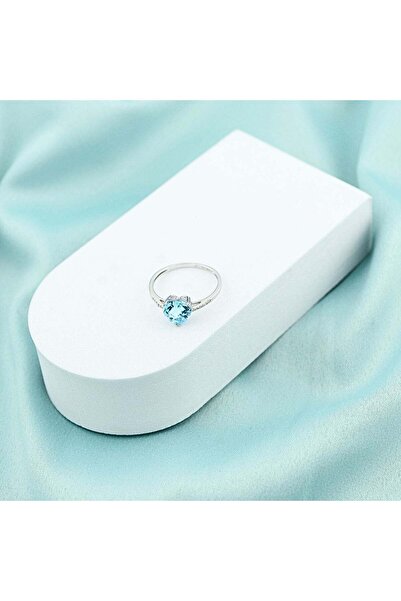 Bijuteria SORELLY 14k White Gold Ring with 0.036ct Diamond Heart and 1.00ct Topaz Size 17