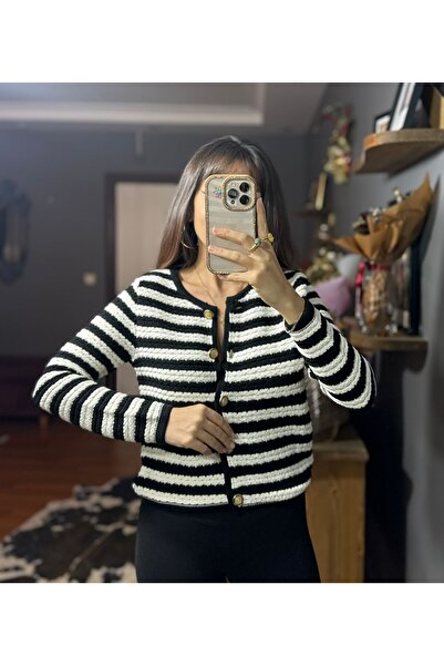 MODAGK Striped Steel Knitwear Jacket - It Is a Tight Fit