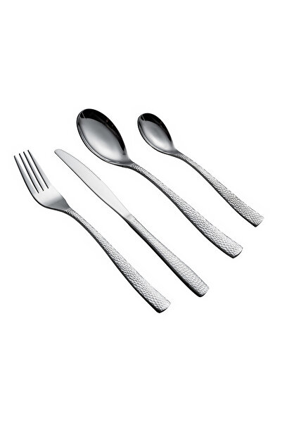 Malooki Textured Silver Flatware Set – 48 Pieces with Premium Design