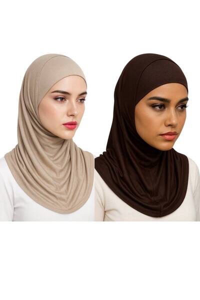 ALDAIYR 2 Pieces Hijab 2 Pieces Lycra Fabric