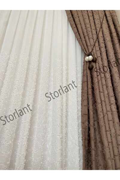 Storlant Kardokusu Brown Background Curtain L 1/3 Tight Pleat L Pipe Pleat Accessory Gift L Single Panel