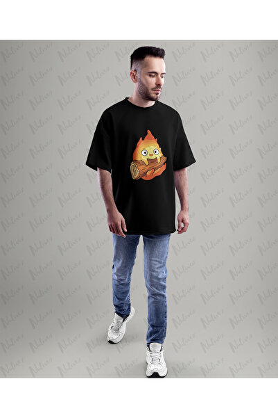 Nulivez Anime Studio Ghibli Calcifer Character Printed High Quality Compact Unisex Oversized T-Shirt