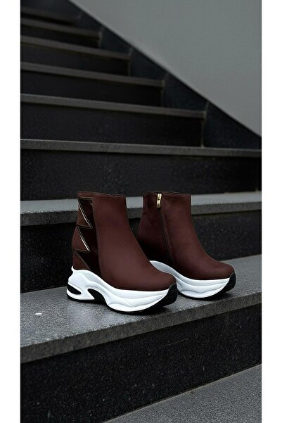 Modanizm Aislin Kahverengi Dolgu Topuklu Spor Bot