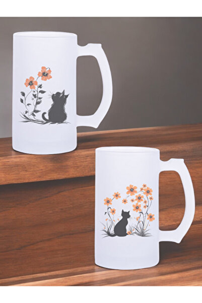 lili hediyelik Cat Theme 2-Piece Mug Beer Glasses - Large Beer Glasses, Interesting Beer Glasses