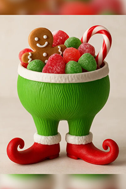 Genç 3D Yılbaşı Şekerlik – Dekoratif Kase | Yılbaşı Temalı Sunum ve Süsleme