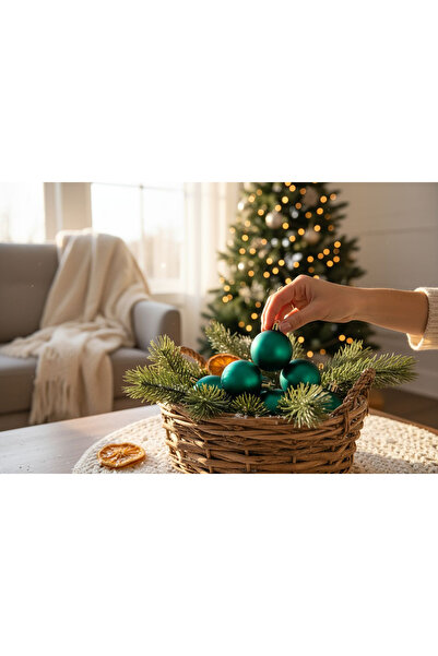 LEVA New Year's Decoration Ball 6 Pieces Matte Green 4 cm