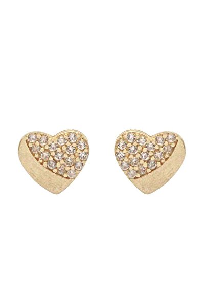 Bijuteria SORELLY 14k Gold Heart Earrings with Zirconia Stones