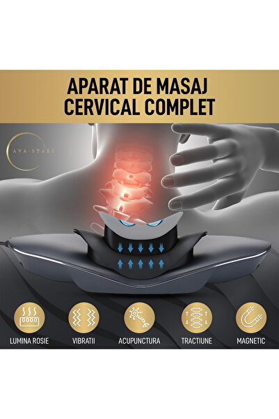 AVA-STARS Cervical Massage Device – EMS, TENS, Infrared Heat, 12 Intensities (Gray)