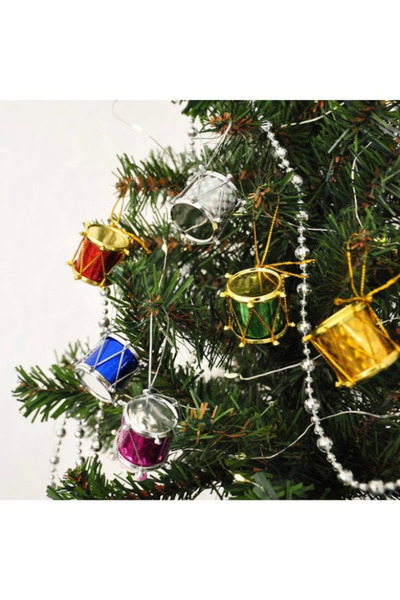 Dore Home Christmas Ornaments 12-Piece Mini Drum Pine Tree Ornaments 3 cm – Colorful Christmas Tree Ornaments