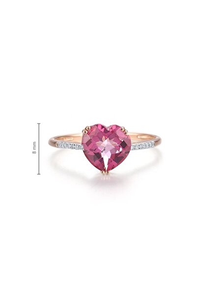Bijuteria SORELLY 14k Rose Gold Ring with 0.035ct Diamond Heart and 2.213ct Topaz Size 17