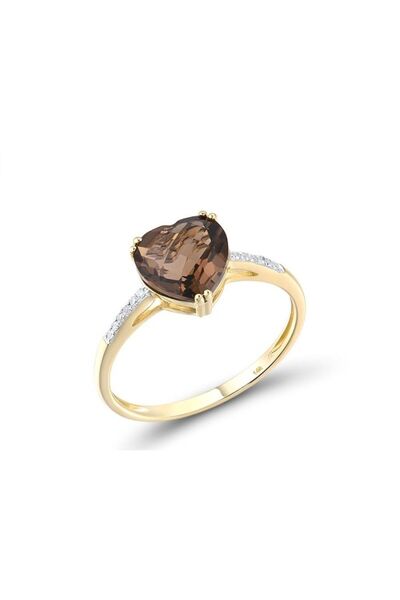 Bijuteria SORELLY 14k Gold Ring with 0.037ct Diamond Heart and 1.683ct Quartz Size 14
