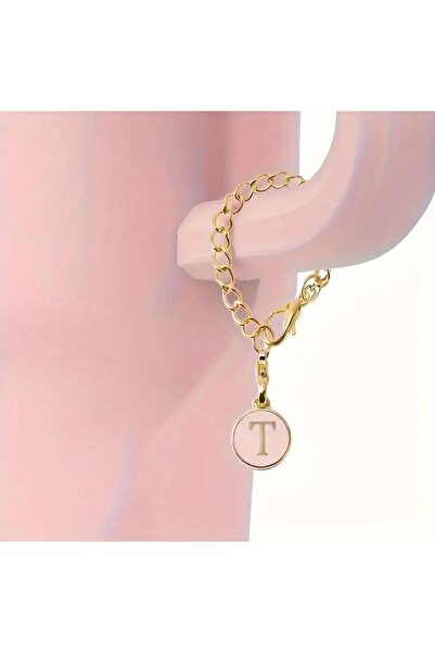 alisa T Harfi Termos Uyumlu Pembe Charm Aksesuar Sallantılı Süs