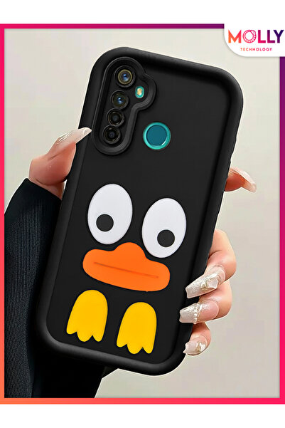 Molly Black Edges Thick 3D Embossed Cute Duck Silicone Case for Realme 5I - 6I