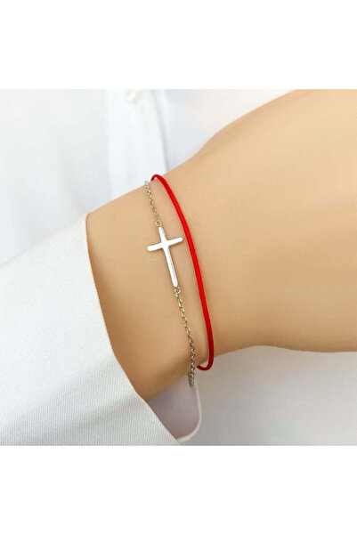 Bijuteria SORELLY Brățară din argint cu cruce roșie din șnur