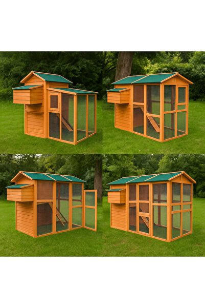 CASA PUFOSULUI Verona Poultry Coop – Spacious Wooden Shelter with Nesting Box and Ramps