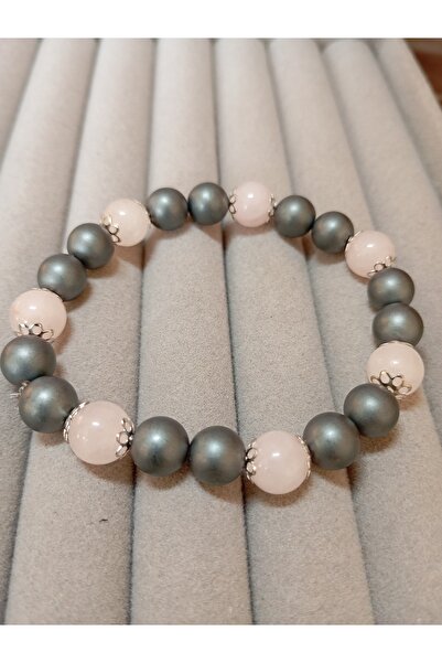 OEM Elastic Bracelet Rose Quartz and Hematite