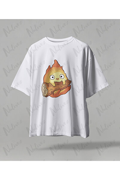 Nulivez Anime Studio Ghibli Calcifer Character Printed High Quality Compact Unisex Oversized T-Shirt