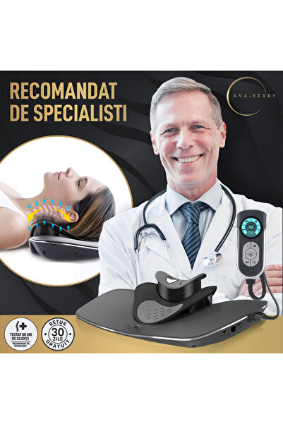 AVA-STARS Cervical Massage Device – EMS, TENS, Infrared Heat, 12 Intensities (Gray)