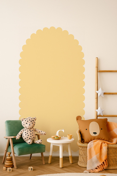 WALLHUMAN Dalgalı Scallop Başlık Duvar Stickerı | Çocuk Odası & Bebek Odası D...