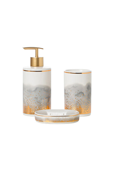 Malooki Set baie din porțelan Degradé gri și auriu, format din 3 piese – doza...