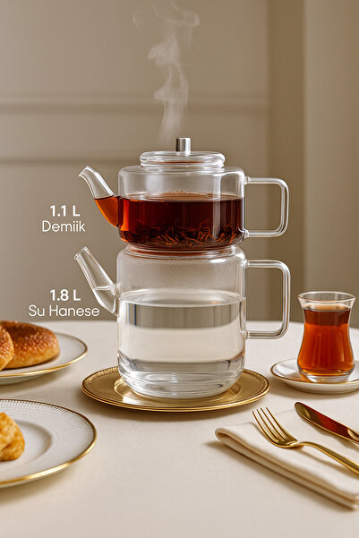 MadaMelya Borosilikat Cam Midi Çaydanlık