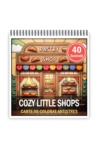 Legendary Gifts Carte de colorat antistres, 40 de ilustrații, magazine mici și confortabile Hygge, format: 21x21cm