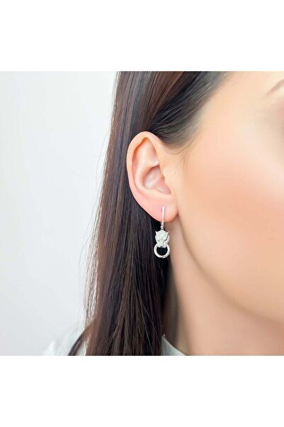 Bijuteria SORELLY 14k White Gold Earrings with 0.313 ct Diamonds and Emeralds