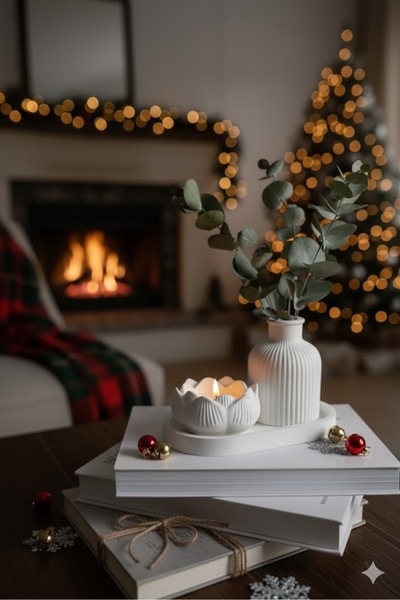 btm home Vazo ve Mum Seti | Şık Masa Dekorasyonu | Zarif Silindir Mumluk ve V...