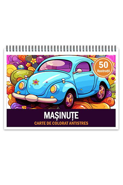 Legendary Gifts Carte de colorat pentru relaxare și antistres, 50 de ilustrații, mașini, 106 pagini, format: A5