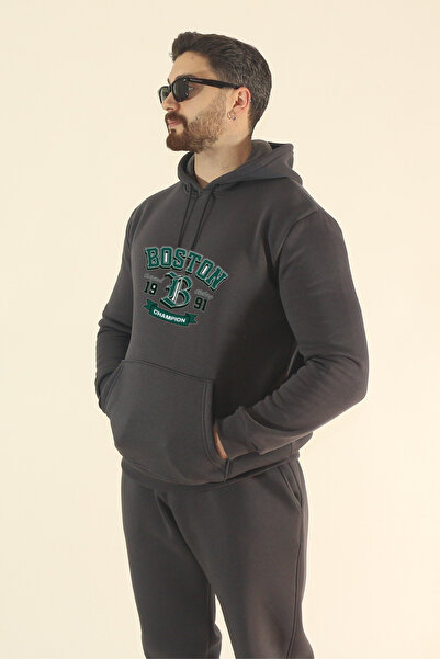 EydaMoon Men's Boston Tracksuit Set Sweatshirt Jogger - Regular Winter Kangaroo Pocket Hooded