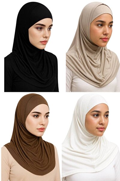 ALDAIYR 4 Pieces Hijabs 2 Pieces Lycra Fabric