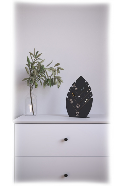 alfams by fmsa حامل أقراط على شكل ورقة شجر، منظم مجوهرات معدني، منظم سطح المك...