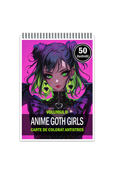 Legendary Gifts Βιβλίο ζωγραφικής κατά του στρες, 50 εικόνες, Anime Goth Girl...
