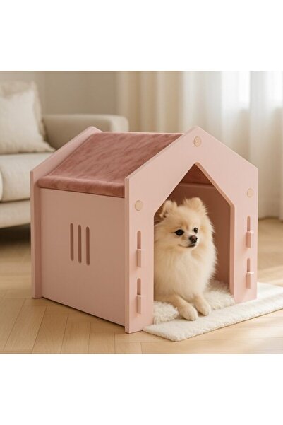 CASA PUFOSULUI Premium Indoor Dog House - Soft Roof Pink
