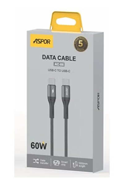 Aspor AC-55 USB-C to USB-C 60W 1m long data cable
