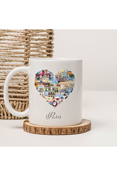 kubdekor Printed Mugs with Heart Written in Paris