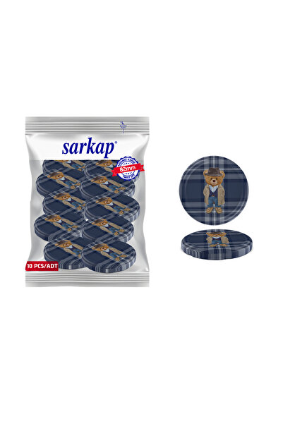Sarkap Hijyenik Paketli 10 Adet Kavanoz Kapağı – Yılbaşı Seri – Teddy Ekose 8...