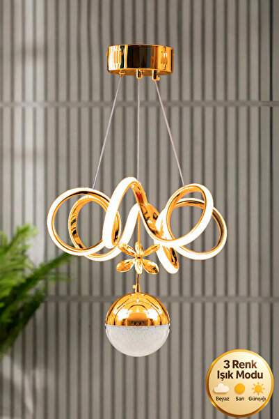 Luna Lighting Elda Modern Gold Kaplama Salon Yemek Mutfak Oturma Odası Hol Antre Led Sarkıt Avize