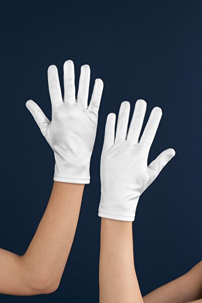 TOYFEST Λευκό σατέν ελαστικό ύφασμα γάντια Κομψό αξεσουάρ για πάρτι γάμου Μαλακό γυαλιστερό ύφασμα