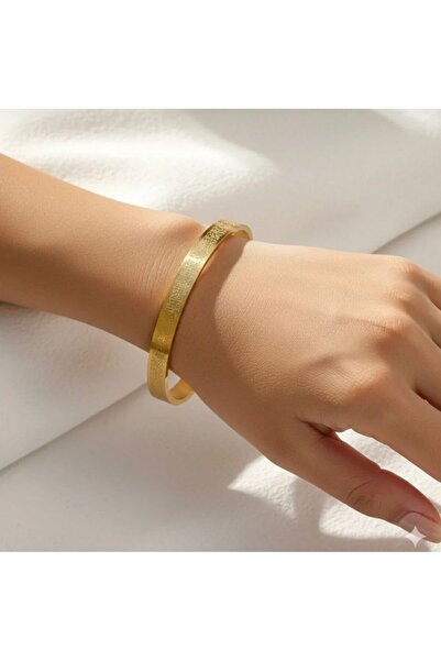 Herşey Nota Ayetel Kürsi Bracelet – Gold Color, Stainless Steel Adjustable Unisex Design