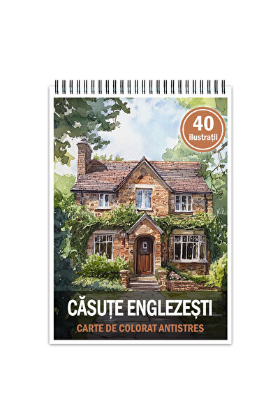 Legendary Gifts Carte de colorat antistres, 40 de ilustrații cu cabane englezești, 86 de pagini, format: A5